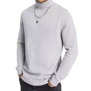 ASOS Design Midweight Cotton Roll Neck Jumper in Grey, Size M​​​​​